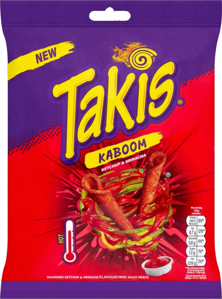 Takis Kaboom Ketchup & Sriracha packaging